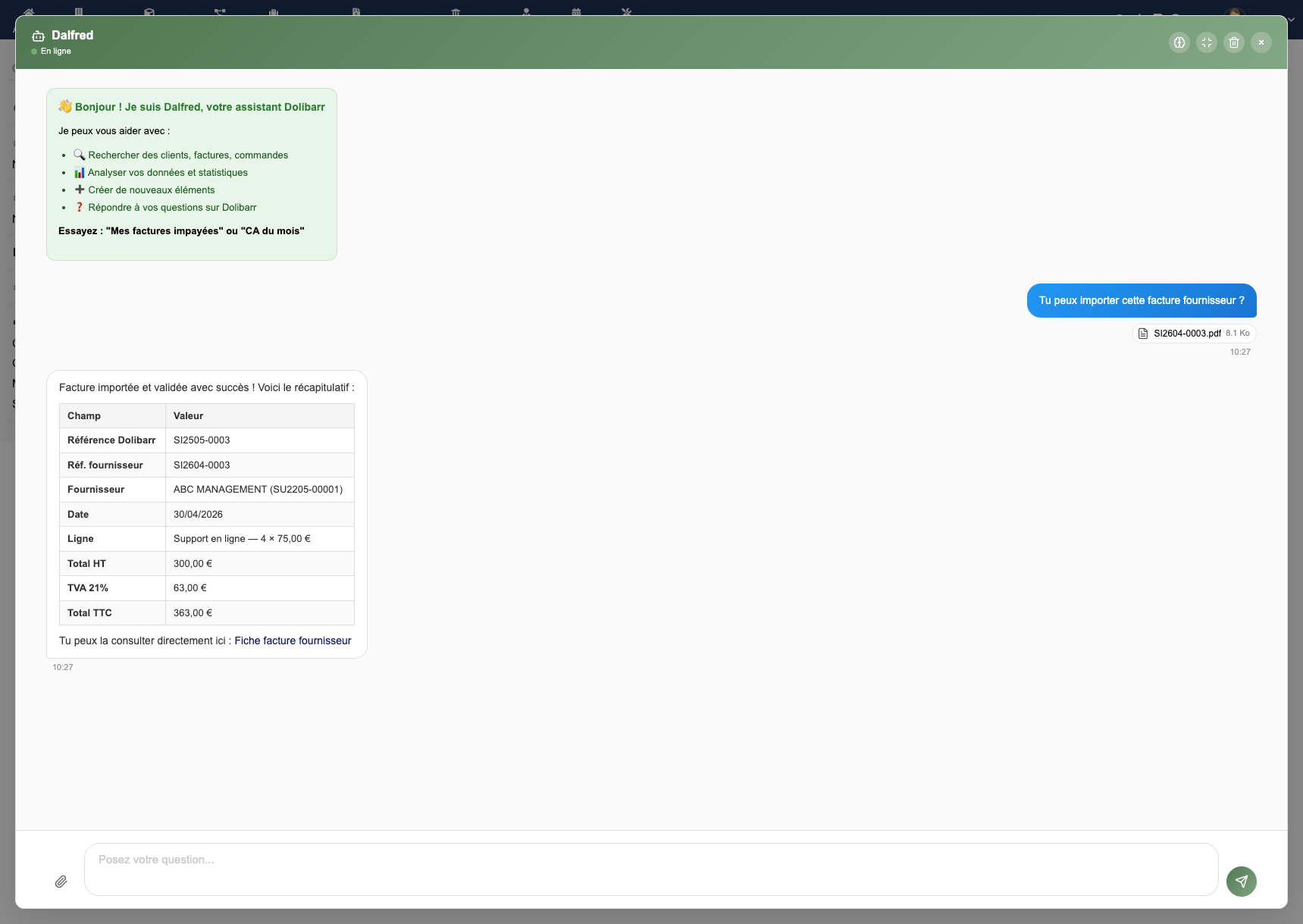 Creating an invoice from an attached PDF
