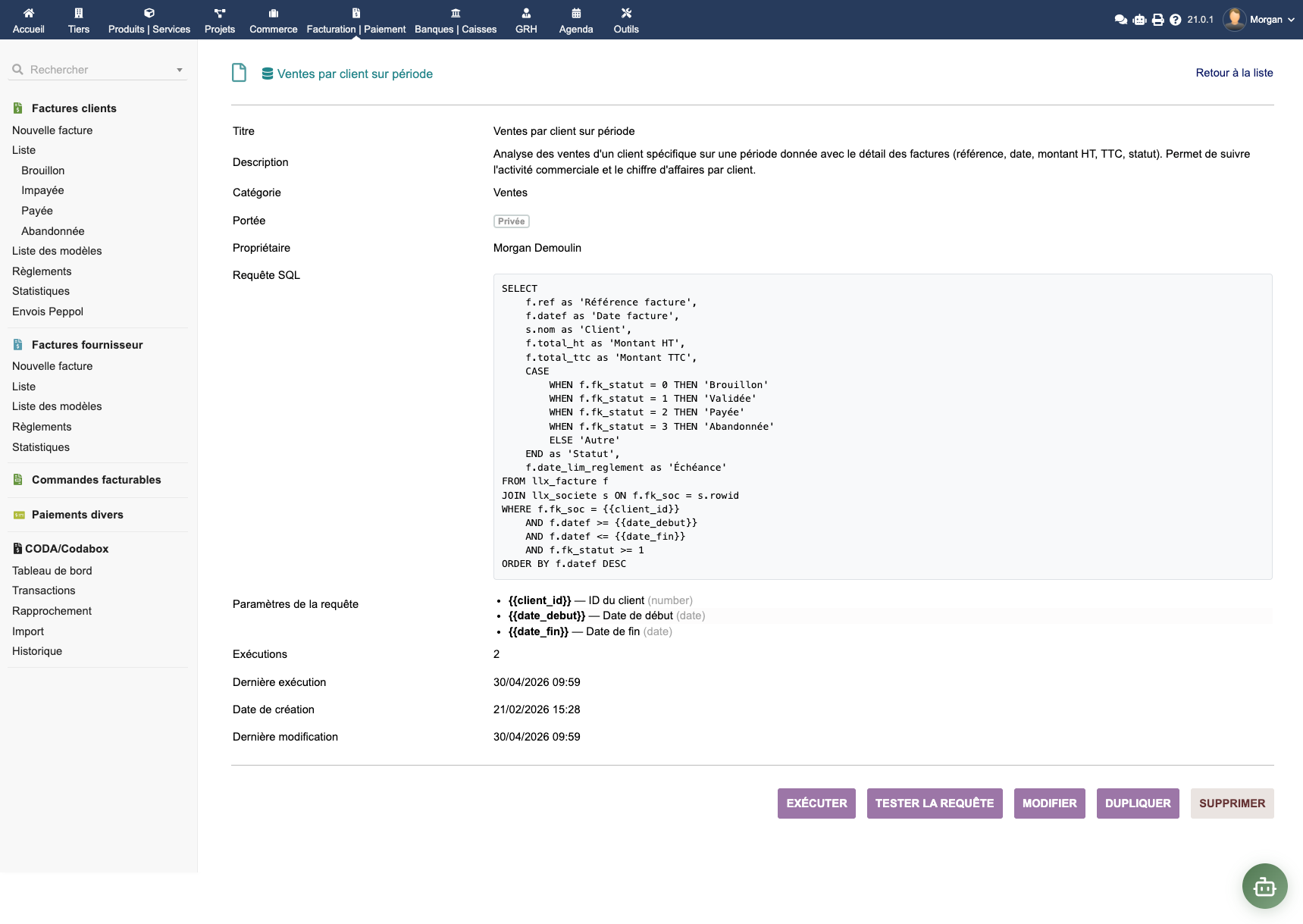 Editing a Smart Query with transparent SQL and parameters