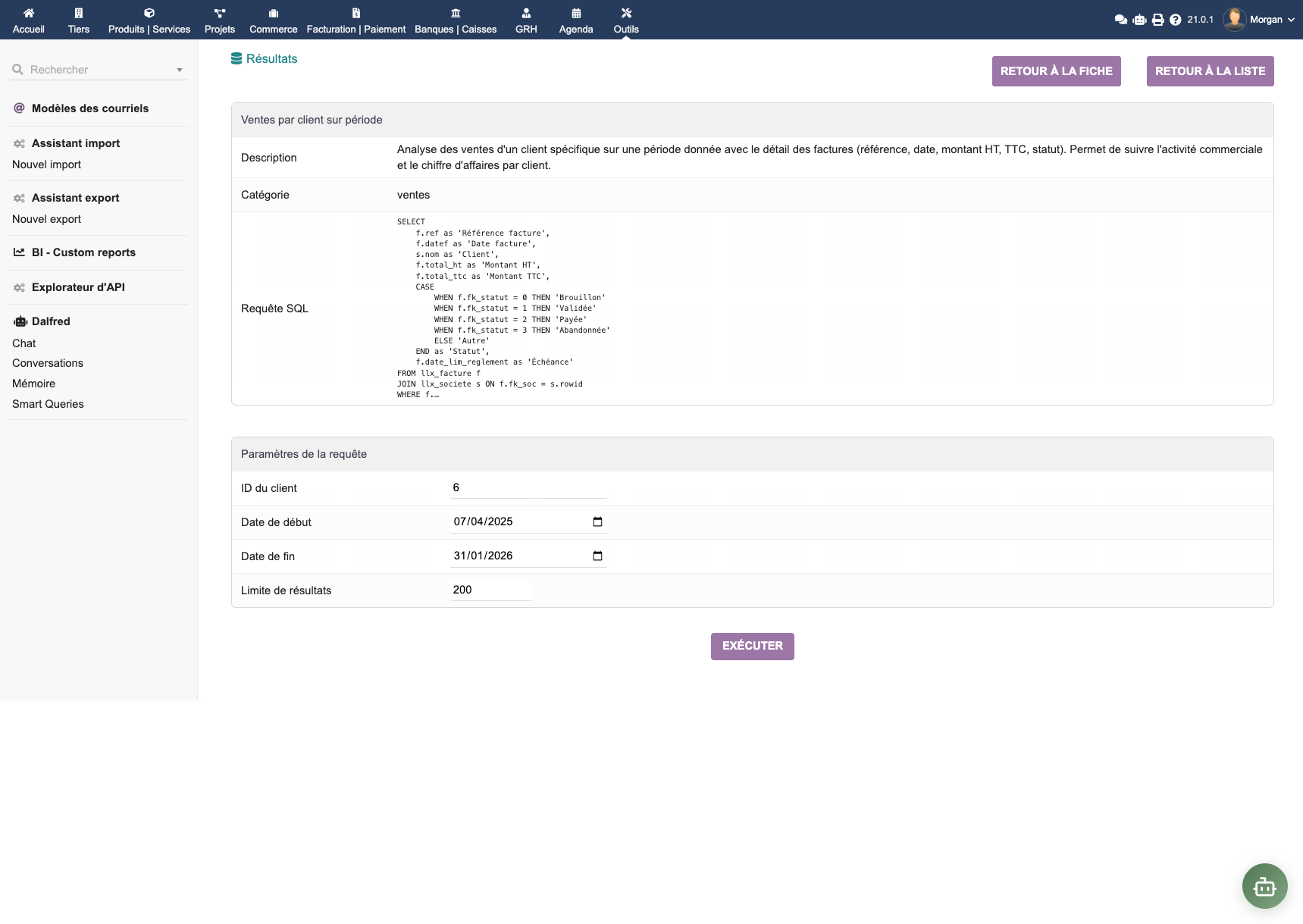 Parameter input before execution