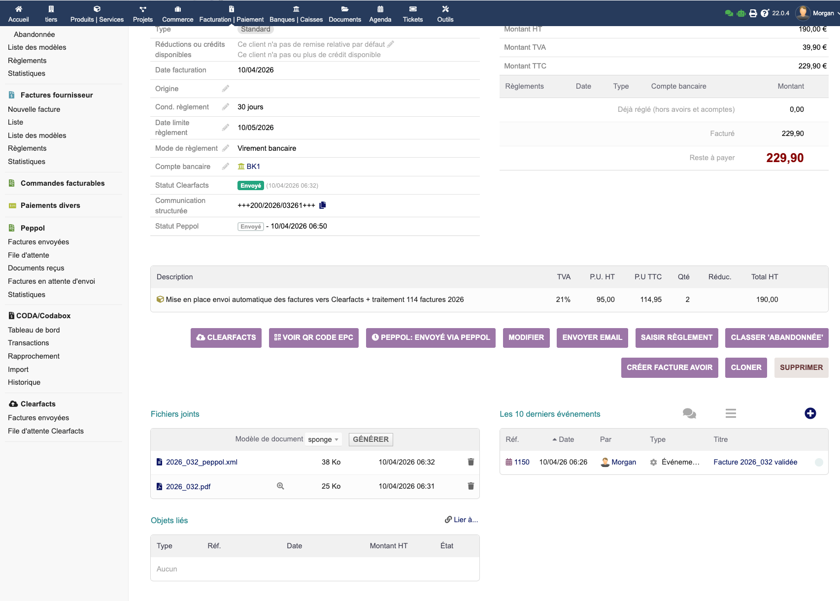 Bouton EMPayment QR Code sur la fiche facture Dolibarr