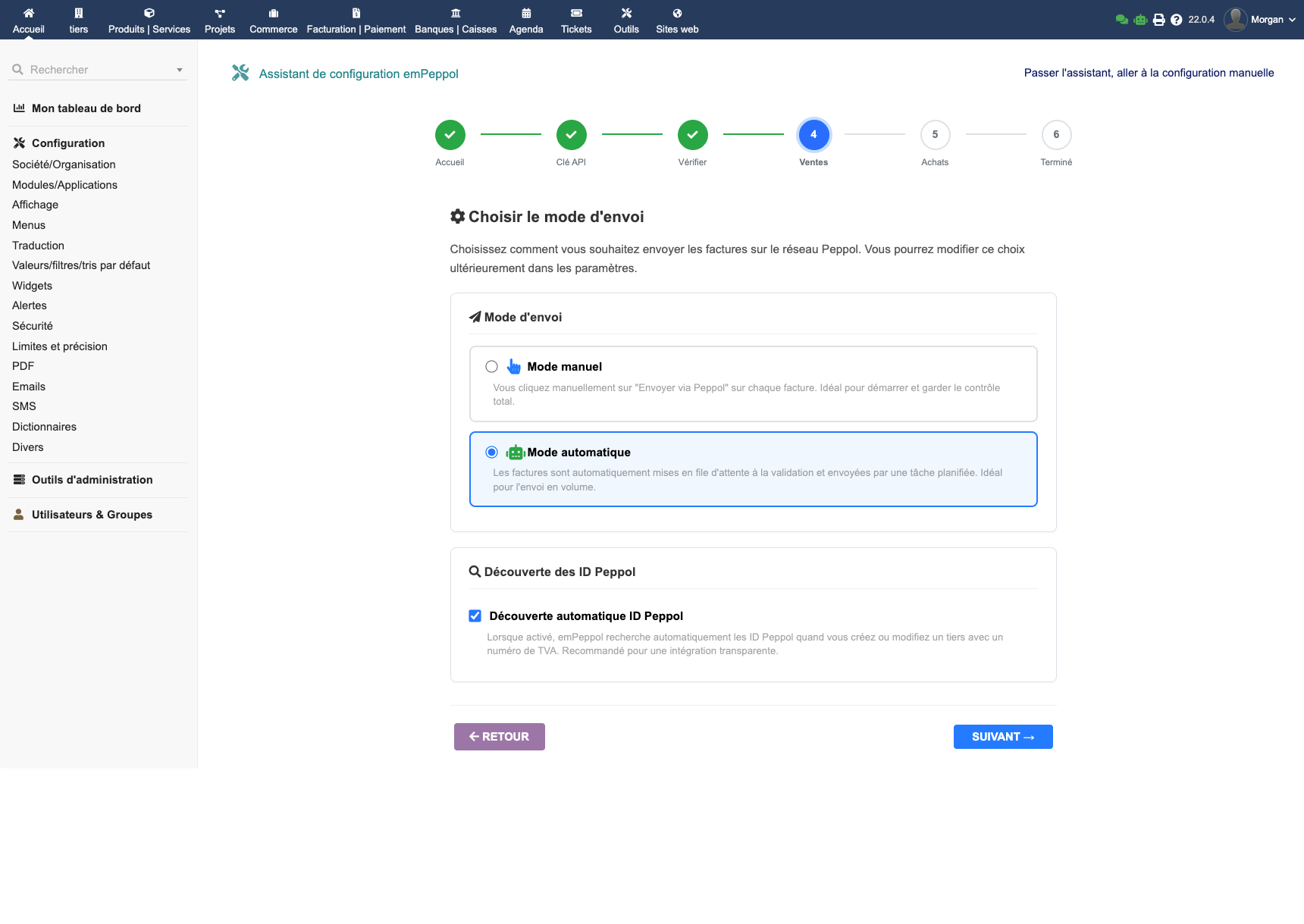 Sending mode selection